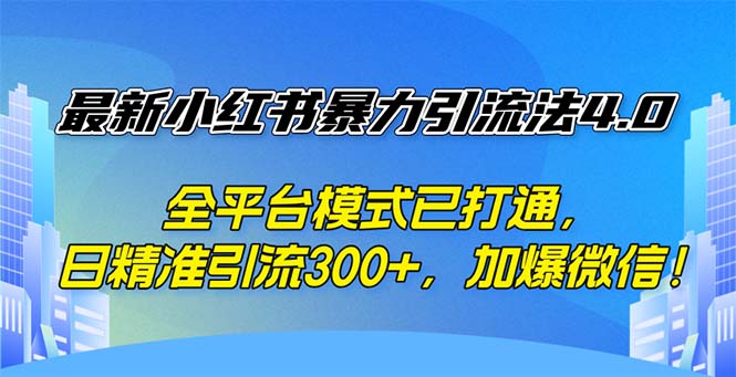 （12505期）最新小红书暴力引流法4.0， 全平台模式已打通，日精准引流300+，加爆微…-3YVIP资源库
