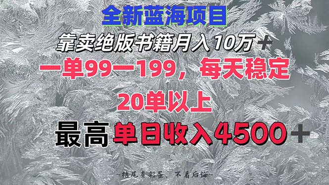 （12512期）靠卖绝版书籍月入10W+,一单99-199，一天平均20单以上，最高收益日入4500+-3YVIP资源库