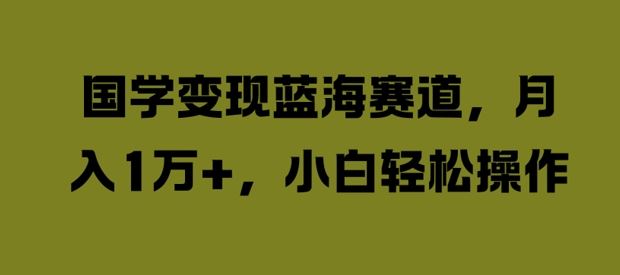 国学变现蓝海赛道，月入1W+，小白轻松操作【揭秘】-3YVIP资源库