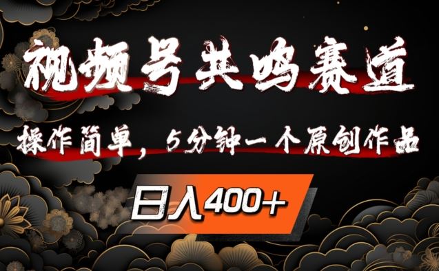 视频号共鸣赛道，操作简单，5分钟1个原创作品，日入几张【揭秘】-3YVIP资源库