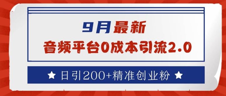 9月最新：音频平台0成本引流，日引200+精准创业粉【揭秘】-3YVIP资源库