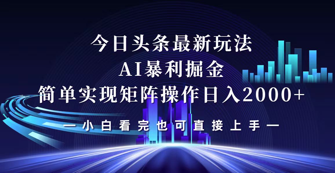 （12610期）今日头条最新掘金玩法，轻松矩阵日入2000+-3YVIP资源库