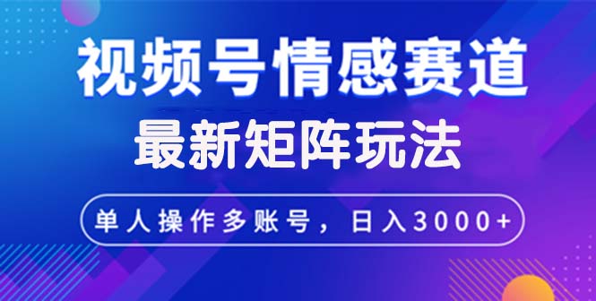 （12609期）视频号创作者分成情感赛道最新矩阵玩法日入3000+-3YVIP资源库