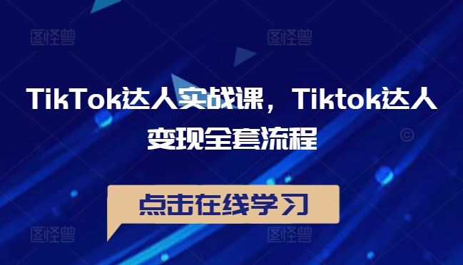 TikTok达人实战课，Tiktok达人变现全套流程-3YVIP资源库