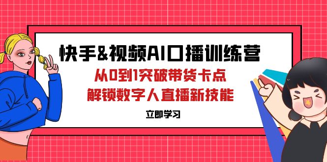 （12665期）快手&视频号AI口播特训营：从0到1突破带货卡点，解锁数字人直播新技能-3YVIP资源库