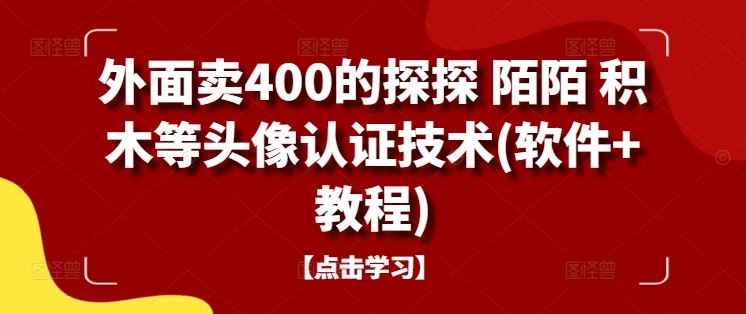 外面卖400的探探 陌陌 积木等头像认证技术(软件+教程)-3YVIP资源库