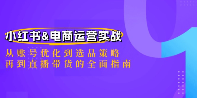 小红书&电商运营实战：从账号优化到选品策略，再到直播带货的全面指南-3YVIP资源库