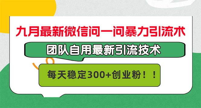 （12735期）九月最新微信问一问暴力引流术，团队自用引流术，每天稳定300+创…-3YVIP资源库