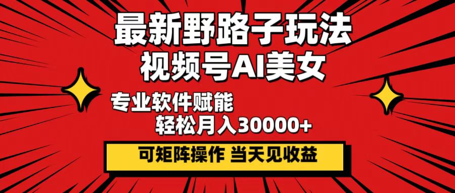 （12798期）最新野路子玩法，视频号AI美女，当天见收益，轻松月入30000＋-3YVIP资源库