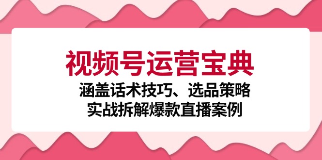 （12808期）视频号运营宝典：涵盖话术技巧、选品策略、实战拆解爆款直播案例-3YVIP资源库