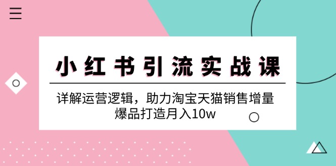 （12809期）小红书引流实战课：详解运营逻辑，助力淘宝天猫销售增量，爆品打造月入10w-3YVIP资源库