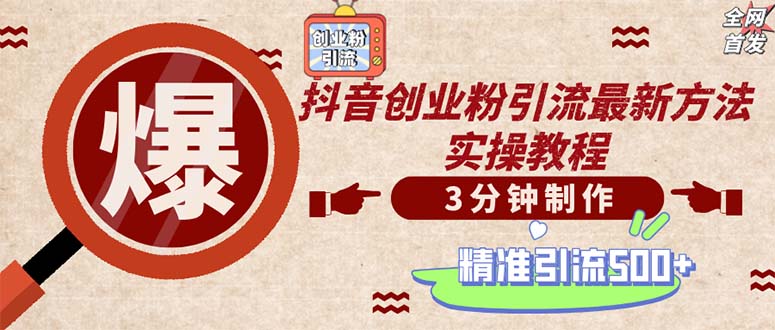 （12835期）轻松制作创业类视频。一天被动加精准创业粉500+（附素材）-3YVIP资源库