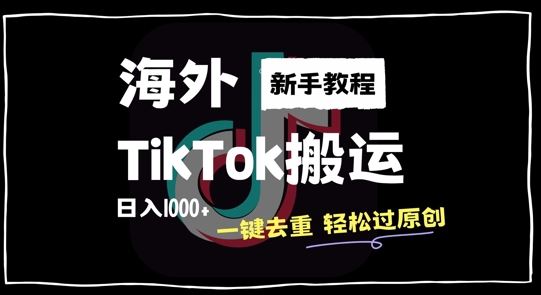 2024最新海外TikTok搬运玩法，一键去重轻松过原创，新手无经验也能日入1k【揭秘】-3YVIP资源库