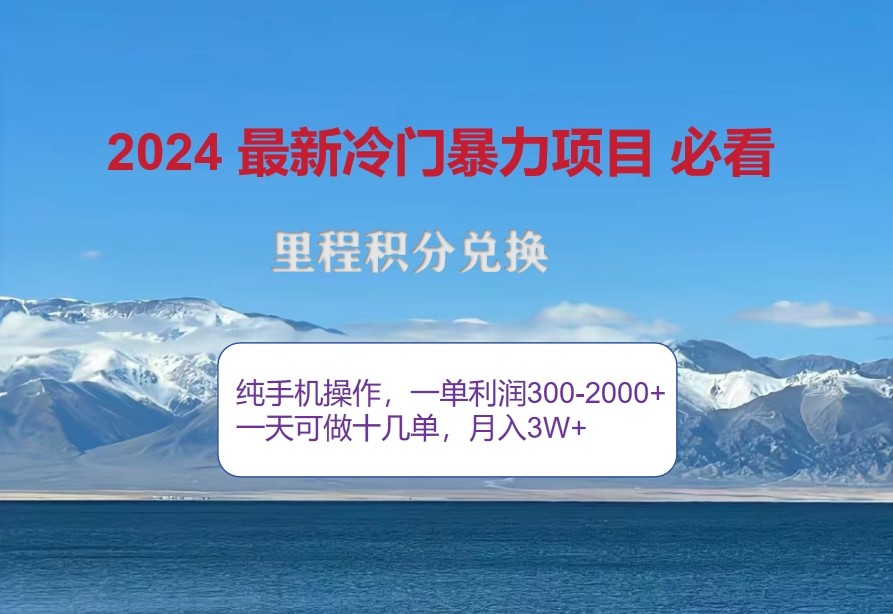 2024惊爆冷门暴利，里程积分最新玩法，高爆发期，一单300+—2000+-3YVIP资源库