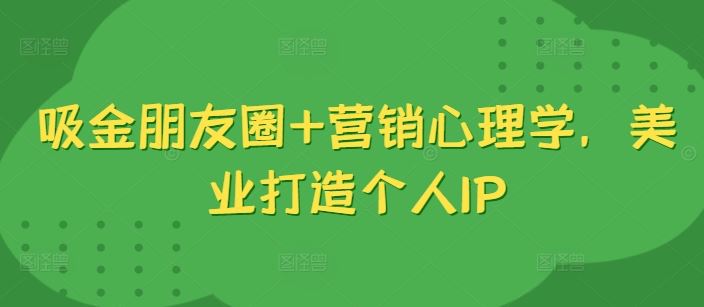 吸金朋友圈+营销心理学，美业打造个人IP-3YVIP资源库