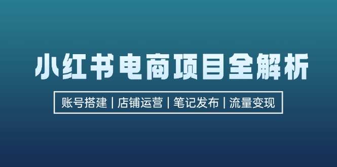 （12915期）小红书电商项目全解析，包括账号搭建、店铺运营、笔记发布  实现流量变现-3YVIP资源库
