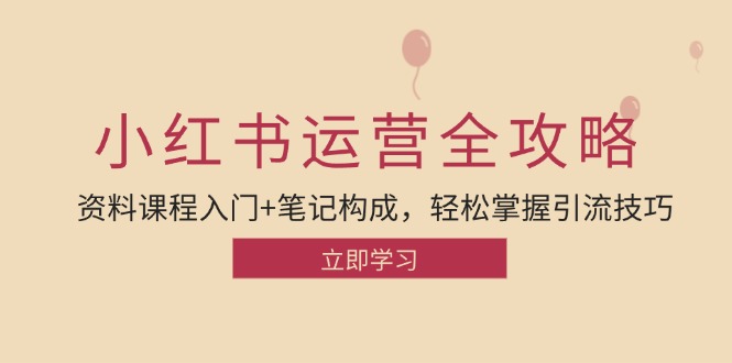 （12928期）小红书运营引流全攻略：资料课程入门+笔记构成，轻松掌握引流技巧-3YVIP资源库