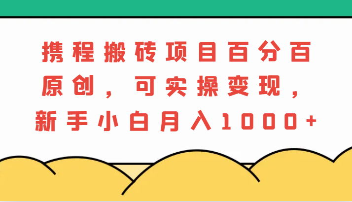 携程搬砖项目，百分百原创，可实操变现，新手小白月入1000+-3YVIP资源库
