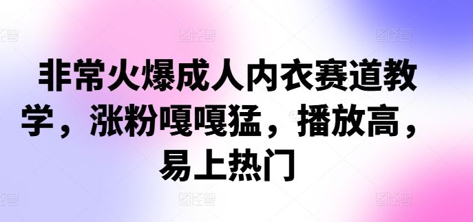 非常火爆成人内衣赛道教学，​涨粉嘎嘎猛，播放高，易上热门-3YVIP资源库