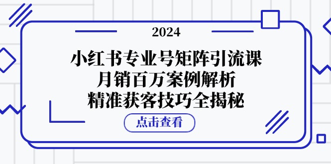 （12943期）小红书专业号矩阵引流课，月销百万案例解析，精准获客技巧全揭秘-3YVIP资源库