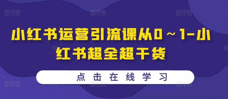 小红书运营引流课从0～1-小红书超全超干货-3YVIP资源库