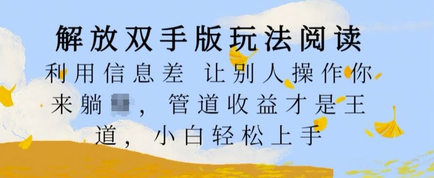 解放双手版玩法阅读，利用信息差让别人操作你来躺Z，管道收益才是王道，小白轻松上手【揭秘】-3YVIP资源库