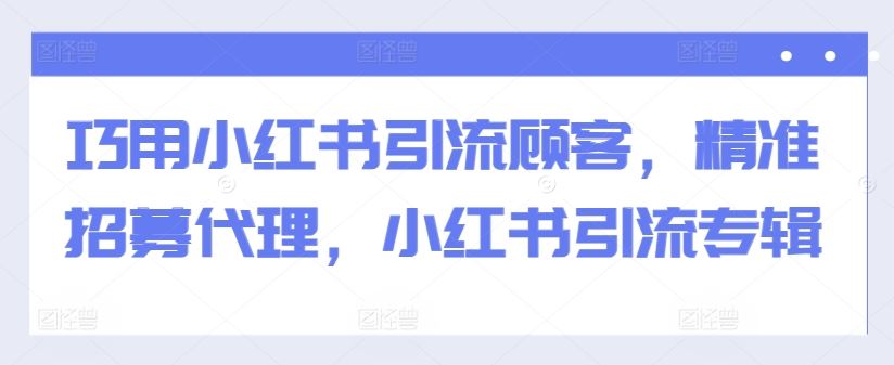 巧用小红书引流顾客，精准招募代理，小红书引流专辑-3YVIP资源库