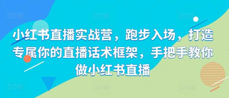 小红书直播实战营，跑步入场，打造专属你的直播话术框架，手把手教你做小红书直播-3YVIP资源库