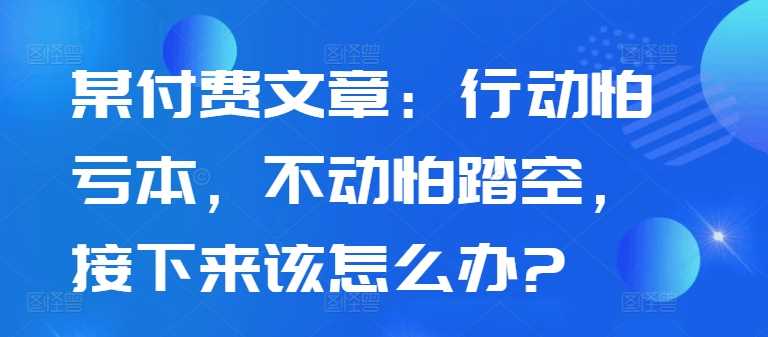 某付费文章：行动怕亏本，不动怕踏空，接下来该怎么办?-3YVIP资源库