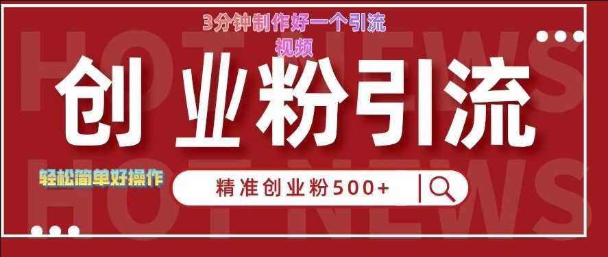 快手被动引流创业粉500+的玩法，3分钟制作好一个引流视频，轻松简单好操作【揭秘】-3YVIP资源库