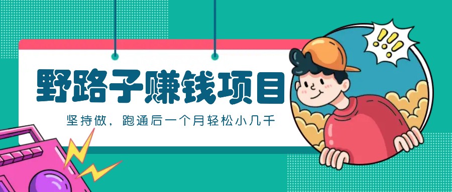 一个人就能操作的野路子赚钱项目，零成本零门槛坚持做，跑通后一个月小几千！-3YVIP资源库