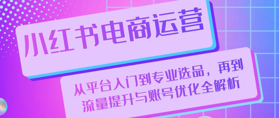 （13043期）小红书电商运营：从平台入门到专业选品，再到流量提升与账号优化全解析-3YVIP资源库