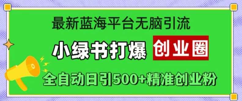 最新蓝海平台无脑引流，小绿书打爆创业圈，全自动日引500+精准创业粉-3YVIP资源库