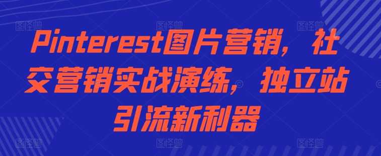 Pinterest图片营销，社交营销实战演练，独立站引流新利器-3YVIP资源库