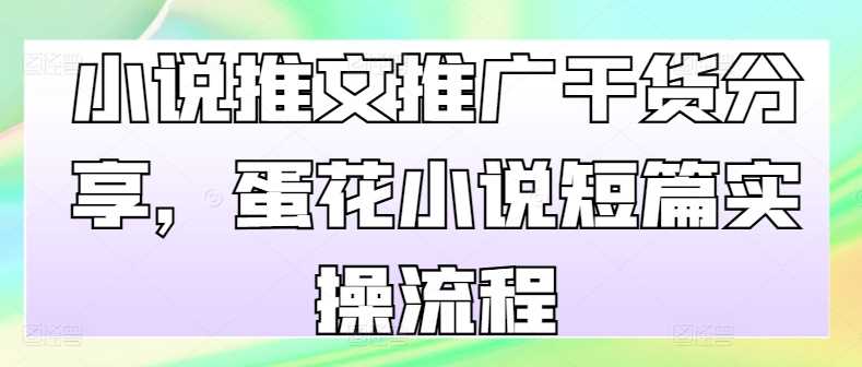 小说推文推广干货分享，蛋花小说短篇实操流程-3YVIP资源库