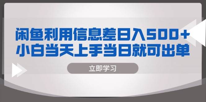 （13170期）闲鱼利用信息差 日入500+  小白当天上手 当日就可出单-3YVIP资源库