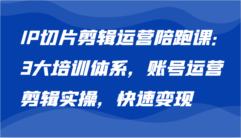 IP切片剪辑运营陪跑课，3大培训体系：账号运营 剪辑实操 快速变现-3YVIP资源库