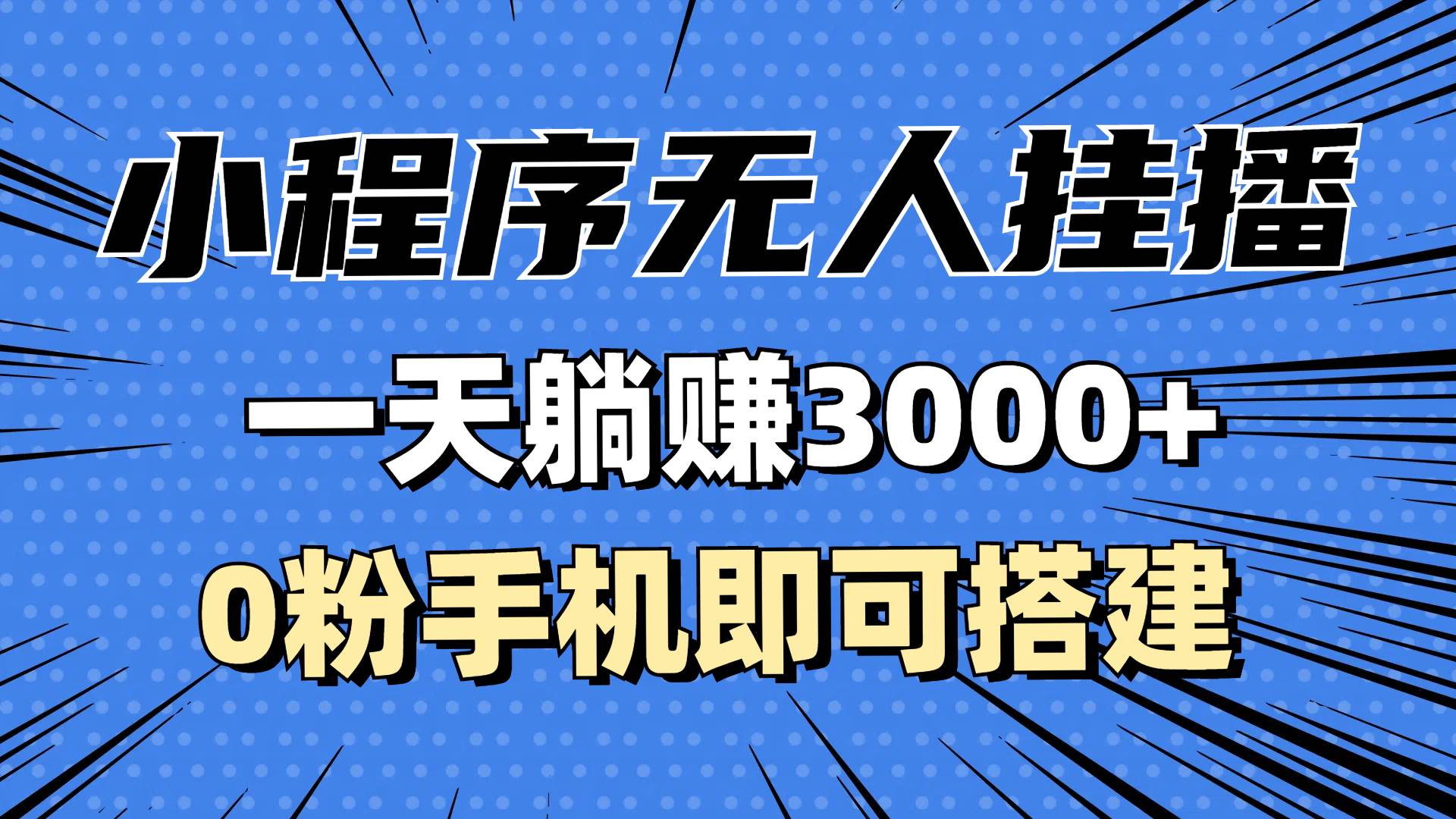 （13209期）抖音小程序无人挂播，一天躺赚3000+，0粉手机可搭建，不违规不限流，小…-3YVIP资源库