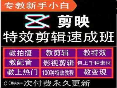剪映特效教程和运营变现教程，特效剪辑速成班，专教新手小白-3YVIP资源库