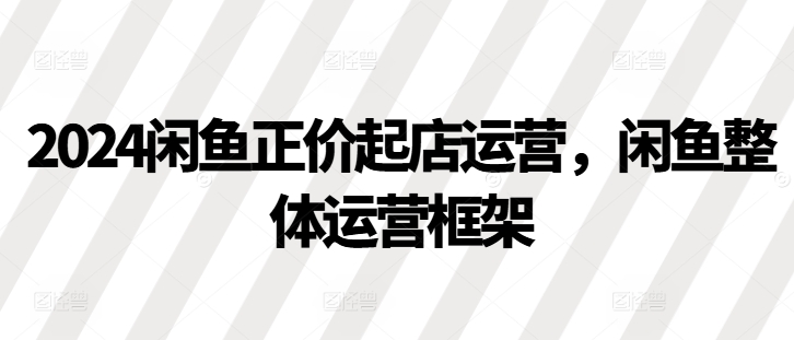 2024闲鱼正价起店运营，闲鱼整体运营框架-3YVIP资源库