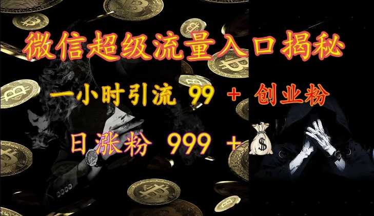 微信超级流量入口揭秘：一小时引流 99 + 创业粉，日涨粉 999 +-3YVIP资源库