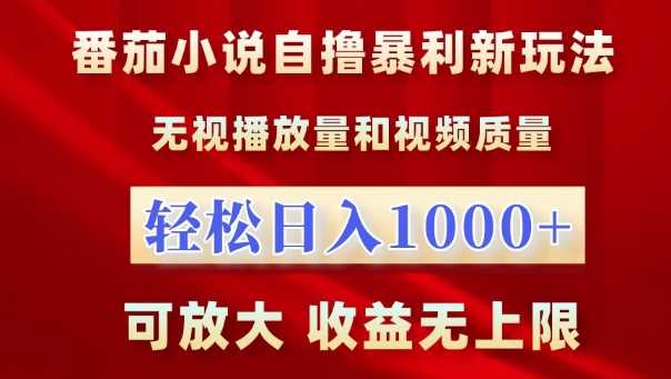 番茄小说自撸暴利新玩法，无视播放量，轻松日入1k，可放大，收益无上限【揭秘】-3YVIP资源库