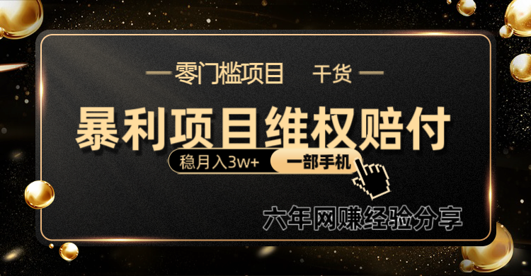 暴利项目线上维权赔付小白月入3w+一部手机改变思维不用剪辑写文案-3YVIP资源库