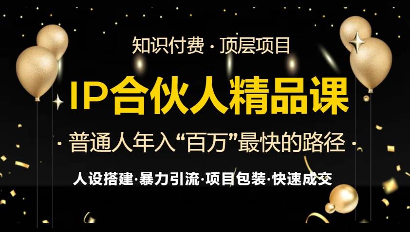 （13297期）IP合伙人最新精品课程，知识付费全流程+最强引流术+小白避坑指南-3YVIP资源库