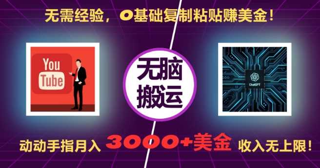 无需经验，0基础复制粘贴赚美刀，动动手指，月入3000+刀，无上限【揭秘】-3YVIP资源库