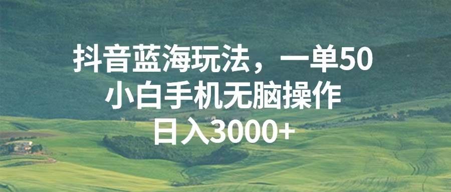 （13353期）抖音蓝海玩法，一单50，小白手机无脑操作，日入3000+-3YVIP资源库