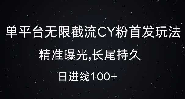 单平台无限截流创业粉首发玩法，精准曝光，长尾持久，日引流100+【揭秘】-3YVIP资源库