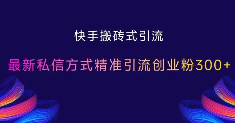 快手搬砖式引流，最新私信方式精准引流创业粉300+-3YVIP资源库