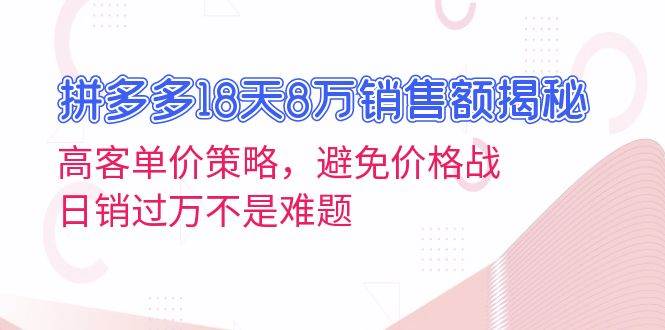 （13383期）拼多多18天8万销售额揭秘：高客单价策略，避免价格战，日销过万不是难题-3YVIP资源库