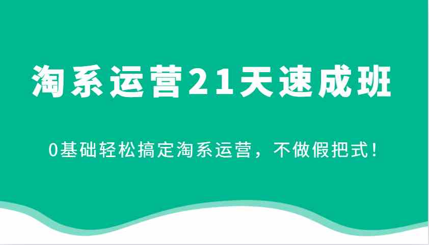淘系运营21天速成班，0基础轻松搞定淘系运营，不做假把式！-3YVIP资源库